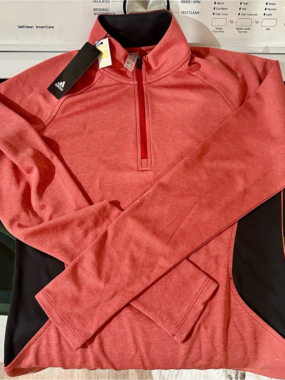 adidas Coral Red Quarter-Zip Pullover